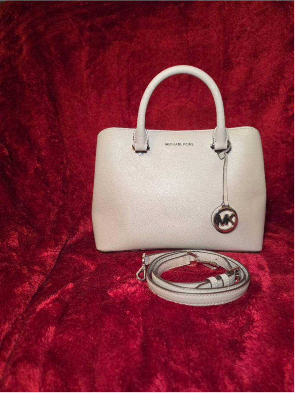 Michael Kors Savannah Saffiano Leather Light Gray Shoulder Bag w/ Crossbody - Picture 2 of 8